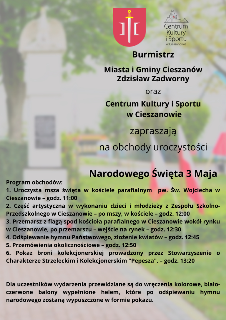 Read more about the article Uroczyste obchody Święta Narodowego 3 Maja – zaproszenie!